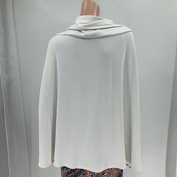 Carilyn Vaile White Cowl Neck Cape Top - Picture 11 of 12